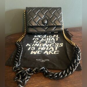 Kurt Geiger Black Quilted Mini Kensington Crossbody Bag